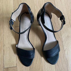 Via Spiga black all leather 3" heeled sandals